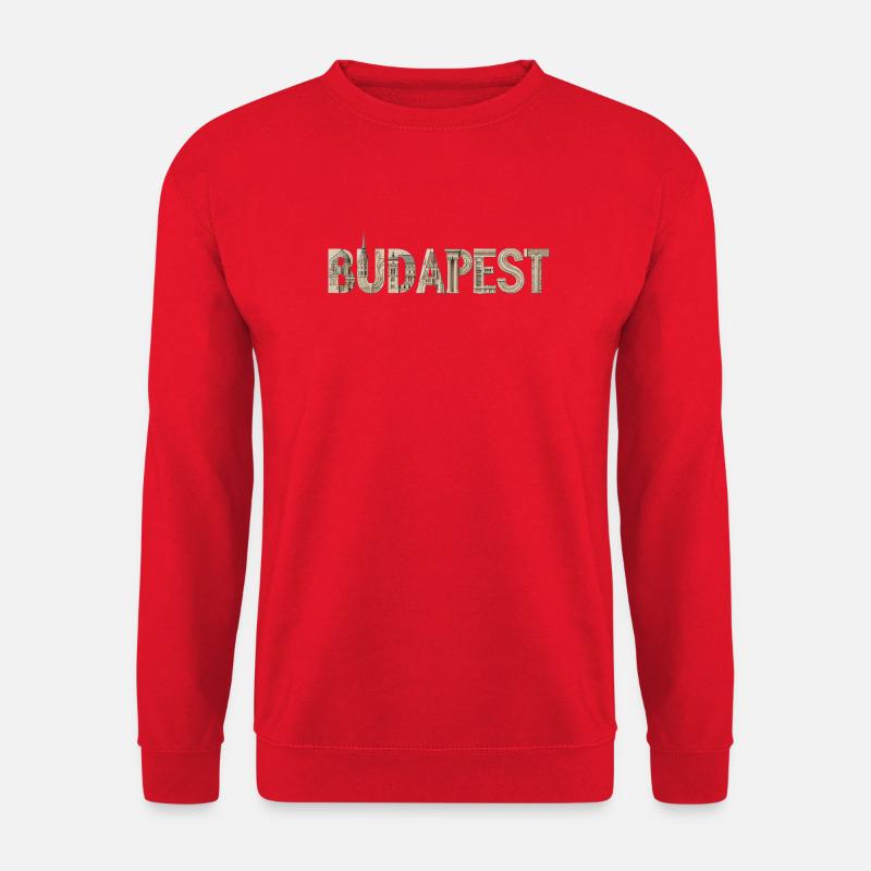BUDAPEST – Architectural Typography Design - Unisex Pullover - Rot