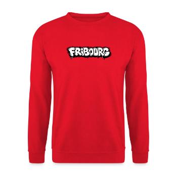 Fribourg Bubble Graffiti - Unisex Pullover - Rot - Vorne - Alina (178cm) & Michal (187cm)