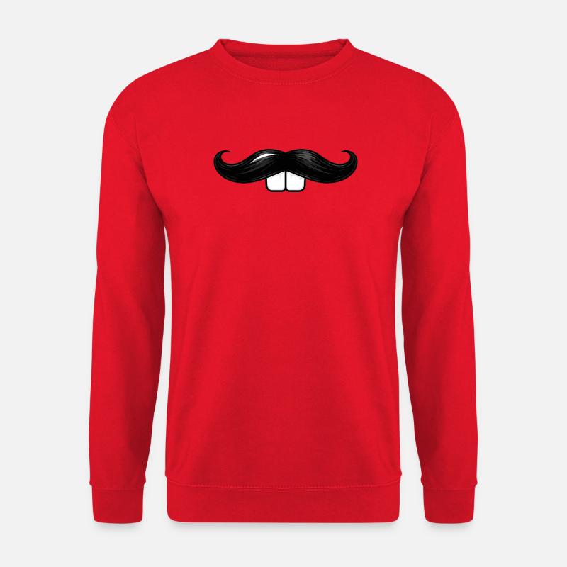 Schnurrbart mit Hasenzähnen  - Unisex Pullover - Rot