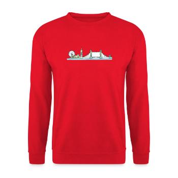 London City Skyline Tower Bridge Line Art - Unisex Sweatshirt - red - Front - Alina (178cm) & Michal (187cm)