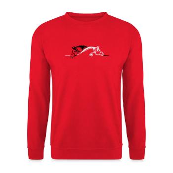 Pferde, Ponys, Tiere, Hengst, animal - Unisex Pullover - Rot - Vorne - Alina (178cm) & Michal (187cm)