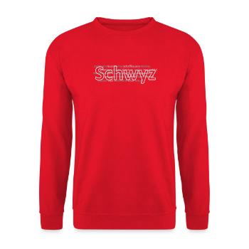 Schweizer Städte Schwyz - Unisex Pullover - Rot - Vorne - Alina (178cm) & Michal (187cm)