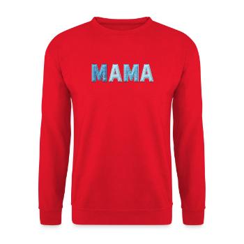 Tendance en patchwork en lettres en denim MAMA - Sweat-shirt Unisexe - rouge - Devant - Alina (178cm) & Michal (187cm)
