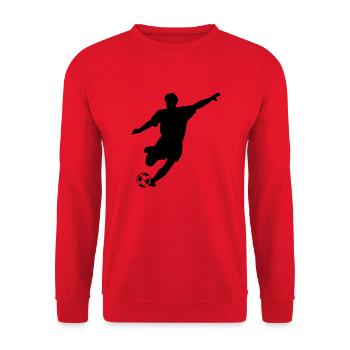 Fußballspieler Silhouette / soccer footballer - Unisex Pullover - Rot - Vorne - Alina (178cm) & Michal (187cm)