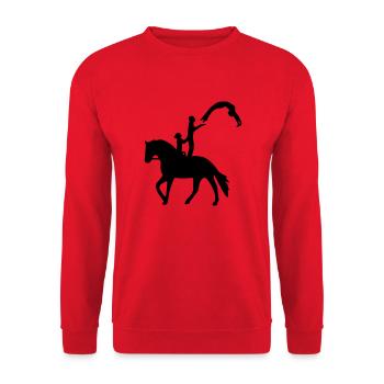 Voltigieren Dreierübung Überschlag rückwärts - Unisex Pullover - Rot - Vorne - Alina (178cm) & Michal (187cm)