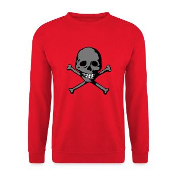 Schädel (weiße Zähne) - Unisex Pullover - Rot - Vorne - Alina (178cm) & Michal (187cm)