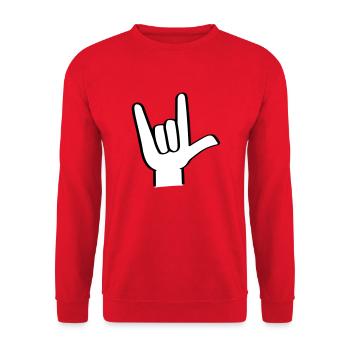 Hand gesture I love you, i love you sign. - Unisex Sweatshirt - red - Front - Alina (178cm) & Michal (187cm)