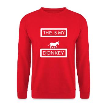 Donkey Esel - Unisex Pullover - Rot - Vorne - Alina (178cm) & Michal (187cm)