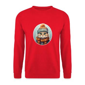 Cat in winter - Unisex Sweatshirt - red - Front - Alina (178cm) & Michal (187cm)