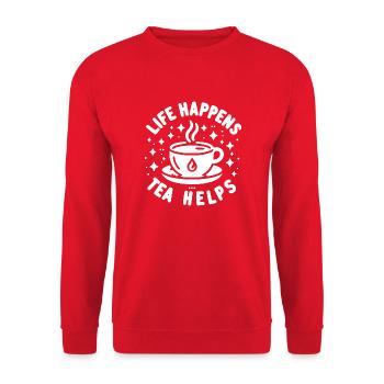 Life Happens Le thé aide - Sweat-shirt Unisexe - rouge - Devant - Alina (178cm) & Michal (187cm)