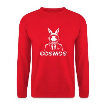 Lustiges Kaninchen im Kosmos - Unisex Pullover - Rot - Vorne - Alina (178cm) & Michal (187cm)