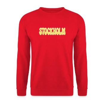 Stockholm Yellow Ball Retro-Tippfehler - Unisex Pullover - Rot - Vorne - Alina (178cm) & Michal (187cm)
