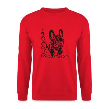 French Bulldog - Unisex Pullover - Rot - Vorne - Alina (178cm) & Michal (187cm)