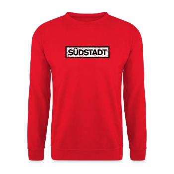 Südstadt (Vintage Schwarz/Weiß) - Unisex Pullover - Rot - Vorne - Alina (178cm) & Michal (187cm)