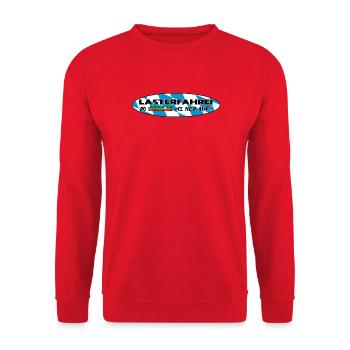 LASTERFAHREI - Do Reggae Mi Ned Auf! BAYERN Oval - Unisex Pullover - Rot - Vorne - Alina (178cm) & Michal (187cm)