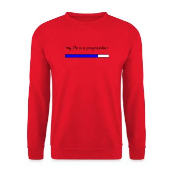 my life is a progressbar - Unisex Sweatshirt - red - Front - Alina (178cm) & Michal (187cm)