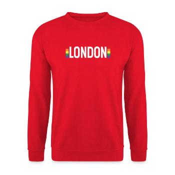 LONDON Weißer Stadtregenbogen - Unisex Pullover - Rot - Vorne - Alina (178cm) & Michal (187cm)