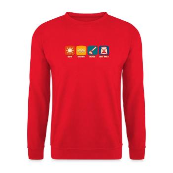Soleil, Eau, Brossage, Jardinage Amusant - Sweat-shirt Unisexe - rouge - Devant - Alina (178cm) & Michal (187cm)