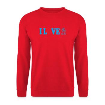 I Love Hookah Shisha Lover Heart Art - Unisex Pullover - Rot - Vorne - Alina (178cm) & Michal (187cm)