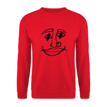 Face A Line Drawing Line Art Black - Unisex Sweatshirt - red - Front - Alina (178cm) & Michal (187cm)