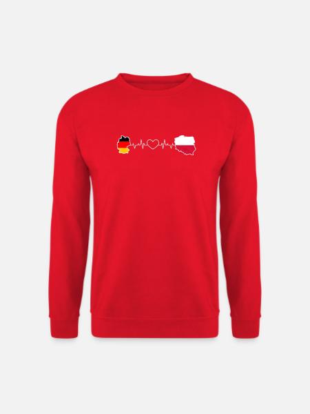 Il battito del cuore di Germania e Polonia - Felpa unisex - rosso