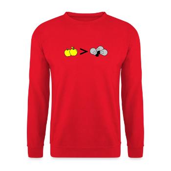 Äpfel Birnen Vergleich - Unisex Pullover - Rot - Vorne - Alina (178cm) & Michal (187cm)