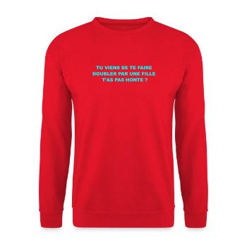 Autocollant Punchline Voiture - Sweat-shirt Unisexe - rouge - Devant - Alina (178cm) & Michal (187cm)