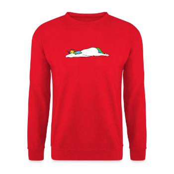 Faules Einhorn schläft Komisch Nickerchen Magische Krone - Unisex Pullover - Rot - Vorne - Alina (178cm) & Michal (187cm)