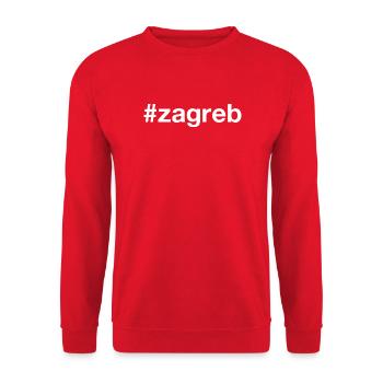 Zagreb Hravtska Croatia Kroatien Hashtag - Sweat-shirt Unisexe - rouge - Devant - Alina (178cm) & Michal (187cm)