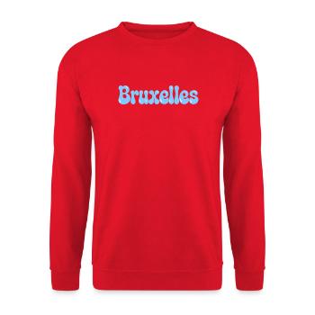 Brüsseler Ozean Blaue Blasen Pop Tippfehler - Unisex Pullover - Rot - Vorne - Alina (178cm) & Michal (187cm)