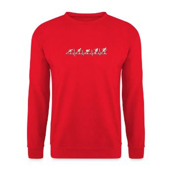 Inline Skating Herzschlag Silhouette - Unisex Pullover - Rot - Vorne - Alina (178cm) & Michal (187cm)