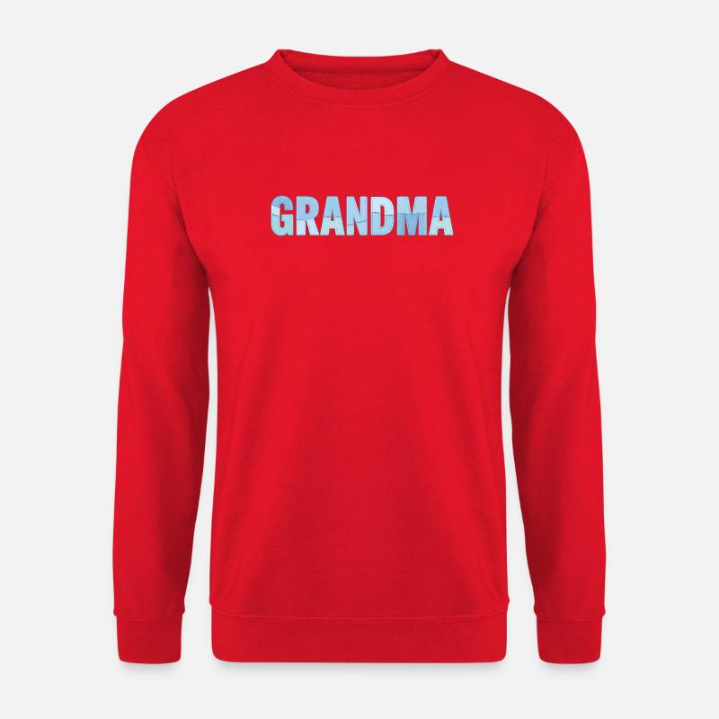 Grandma's Seams – Blue Embroidered Patchwork - Unisex Sweatshirt - red