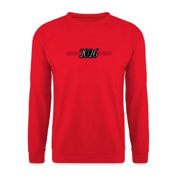 2026 Jahr - Unisex Pullover - Rot - Vorne - Alina (178cm) & Michal (187cm)