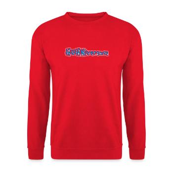 HUHNiversum Hühner Fans -  Hahn - Gockel - Bio - Unisex Pullover - Rot - Vorne - Alina (178cm) & Michal (187cm)