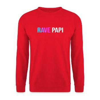 Techno House Electro Festival Hardstyle Rave Dad - Unisex Pullover - Rot - Vorne - Alina (178cm) & Michal (187cm)