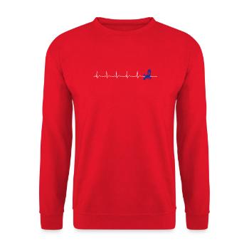 ECG Pulse and Blue Spider Motif - Unisex Sweatshirt - red - Front - Alina (178cm) & Michal (187cm)