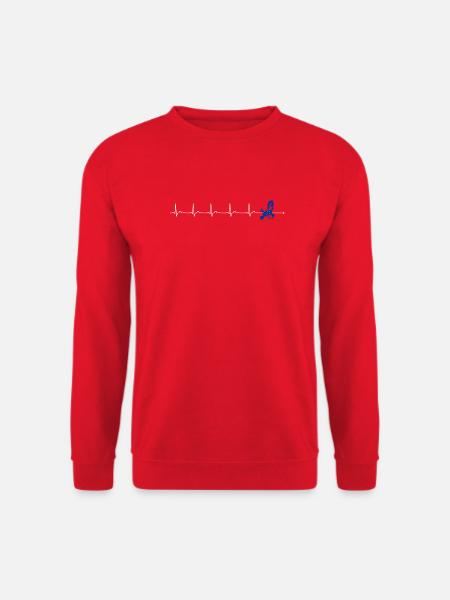 EKG-Puls und blaues Spinnenmotiv - Unisex Pullover - Rot