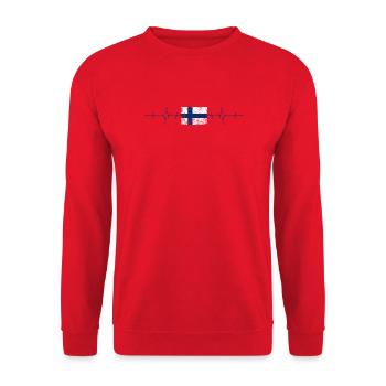 Finnland Flagge Herzschlag - Unisex Pullover - Rot - Vorne - Alina (178cm) & Michal (187cm)
