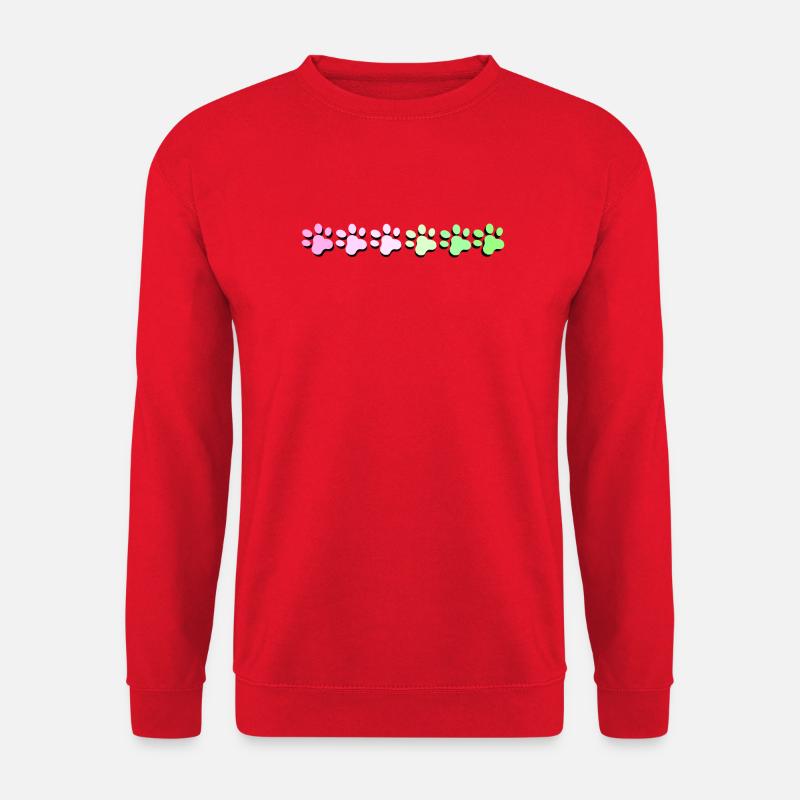 Bunte Pfotenabdruck Muster - Unisex Pullover - Rot