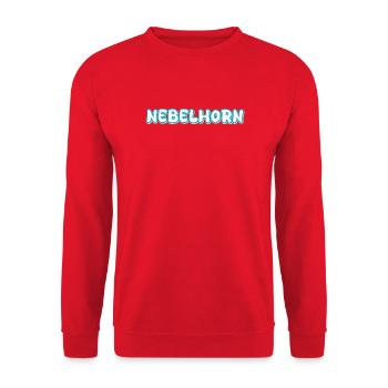 Nebelhorn Schriftzug - Unisex Pullover - Rot - Vorne - Alina (178cm) & Michal (187cm)