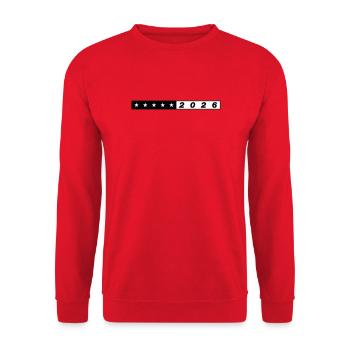 2026 Sterne Symbol - Unisex Pullover - Rot - Vorne - Alina (178cm) & Michal (187cm)