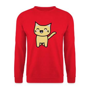 Kawaii Kitteh freut sich - Unisex Pullover - Rot - Vorne - Alina (178cm) & Michal (187cm)