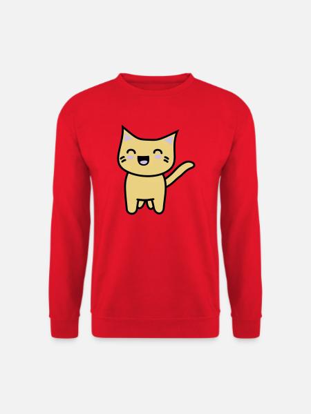 Kawaii Kitteh freut sich - Unisex Pullover - Rot