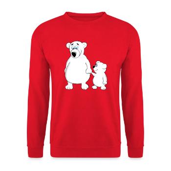 Drolly baby bear with dad or mom - Unisex Sweatshirt - red - Front - Alina (178cm) & Michal (187cm)