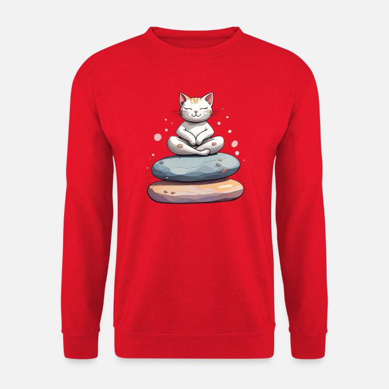 Zen-Katze in der Meditation - Unisex Pullover - Rot