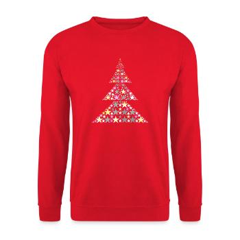 Festlicher Weihnachtsbaum - Unisex Pullover - Rot - Vorne - Alina (178cm) & Michal (187cm)