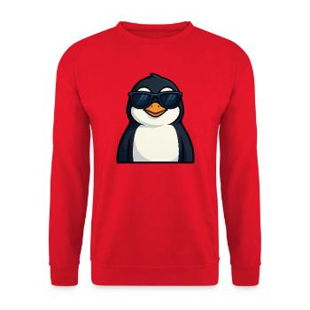 Cool Penguin with Sunglasses Summer Funny - Unisex Sweatshirt - red - Front - Alina (178cm) & Michal (187cm)
