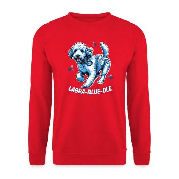 Labradoodle Dog Dutch Delft Blue Floral Accents - Unisex Sweatshirt - red - Front - Alina (178cm) & Michal (187cm)