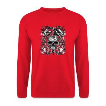 Dark Tribal Skull with Mystical Elements - Unisex Sweatshirt - red - Front - Alina (178cm) & Michal (187cm)