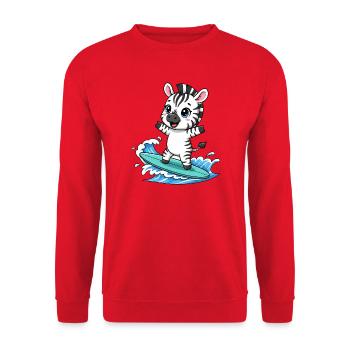 mignon zèbre surfeur dessin animé surf été - Sweat-shirt Unisexe - rouge - Devant - Alina (178cm) & Michal (187cm)